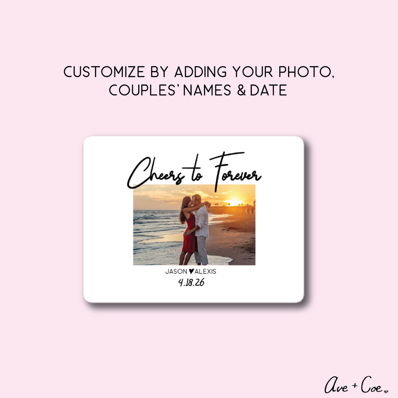 Cheers to Forever – Custom Engagement Champagne Bottle Label | Personalized Photo Label for Engagement Gift, Wedding